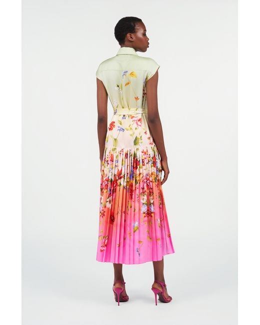 Roberto Cavalli White Long Silk Dress With Miami Flowers Print