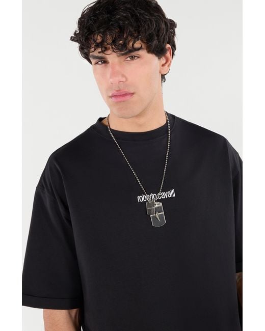 Roberto Cavalli White Double Pendant Necklace for men