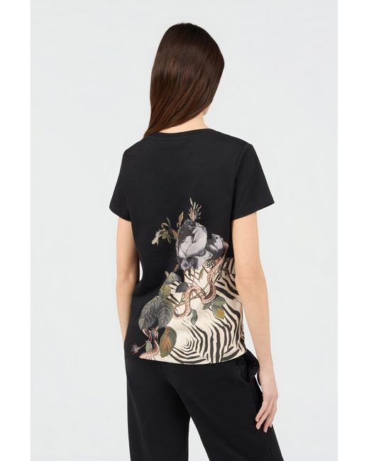 Roberto Cavalli Black Jewellery Foulard Print T-Shirt