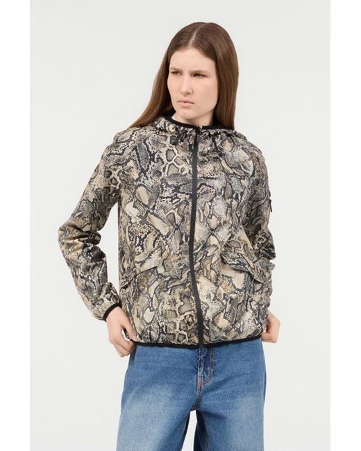 Roberto Cavalli Multicolor Hooded Jacket With Python Print