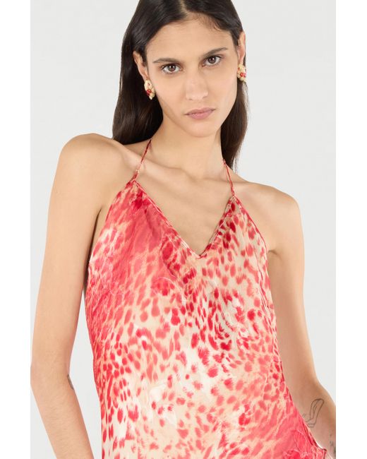 Roberto Cavalli Pink Mini Dress With Jaguar Skin Print