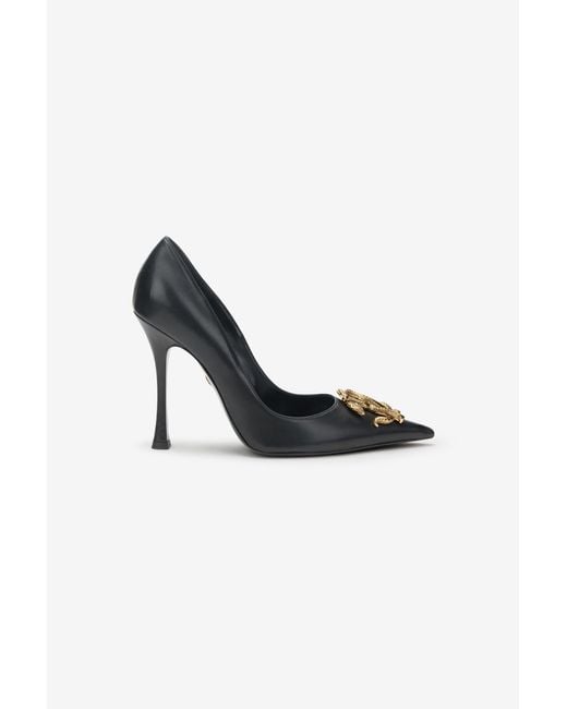 Roberto Cavalli Black Pumps Mit Monogram Mirror Snake