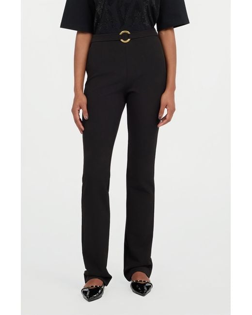 Roberto Cavalli Black Flared Trousers With Buckle