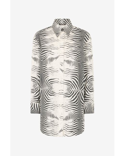 Roberto Cavalli White Langes Hemd Mit Print Zebra