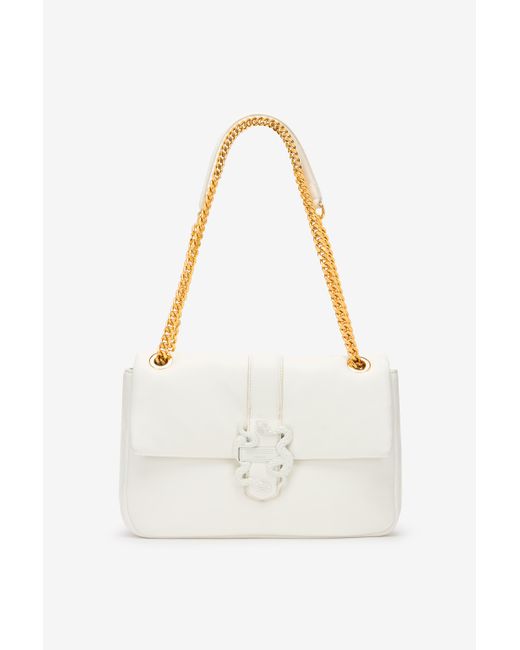 Roberto Cavalli Natural Shoulder Bag With Matching Mirror Snake