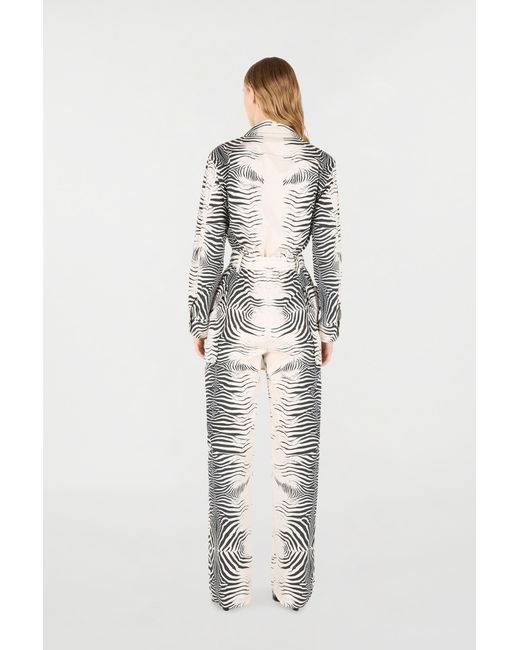 Roberto Cavalli White Zebra-Print Jumpsuit