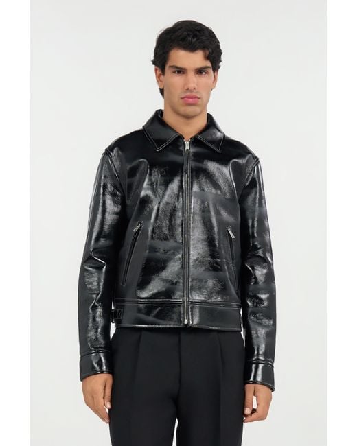 Roberto Cavalli Black Leather Jacket for men