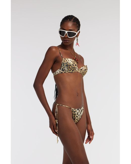 Roberto Cavalli White Slip Bikini Jaguar Skin
