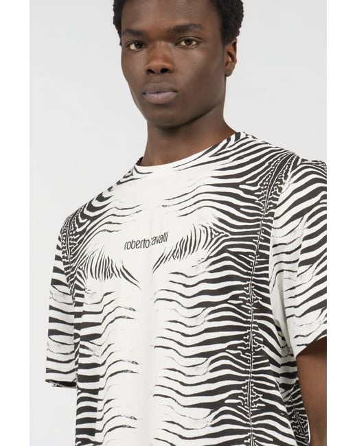 Roberto Cavalli Multicolor Zebra Print T-Shirt for men
