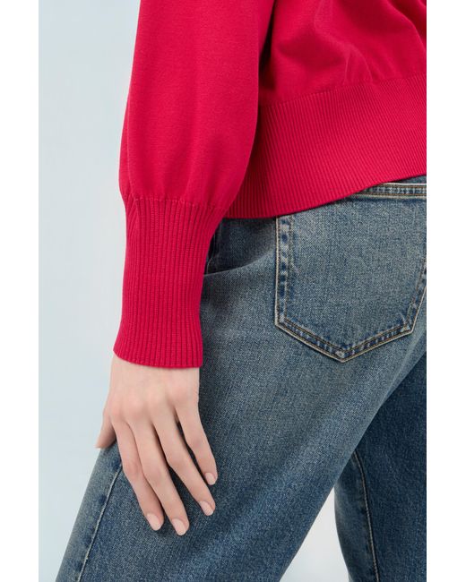 Roberto Cavalli Red Fuchsia Sweater With Crystal Logo