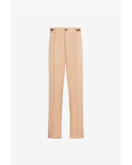 Roberto Cavalli White Pleat-Detail Straight-Leg Trousers for men