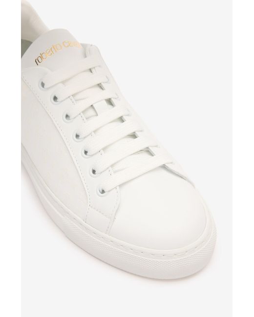 Roberto Cavalli White Sneakers With All-Over Rc Monogram