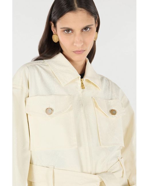 Roberto Cavalli Natural Jacket With Belt And Python Pattern