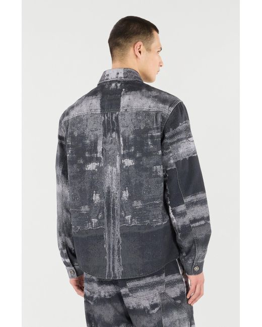 Roberto Cavalli Gray Denim Overshirt With Used Effect for men