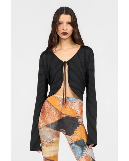 Roberto Cavalli Black Cropped Tie Front Cardigan