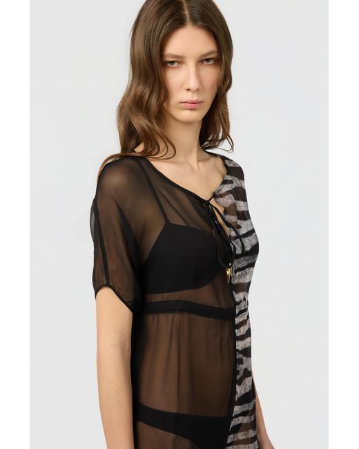 Roberto Cavalli Black Zebra Print Kaftan