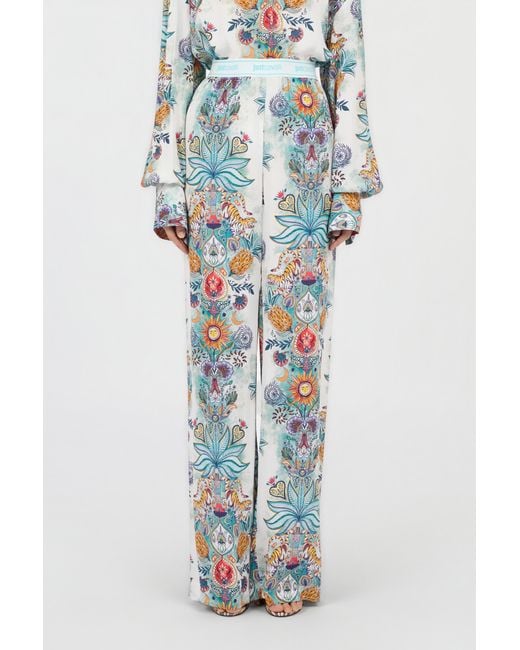 Roberto Cavalli Blue Tropical Garden Print Trousers
