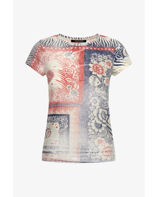 Roberto Cavalli White Bandana Print T-Shirt