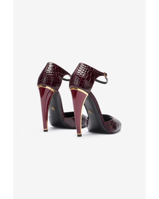 Escarpins En Cuir Embossé Avec Talon Fang Roberto Cavalli en coloris Black