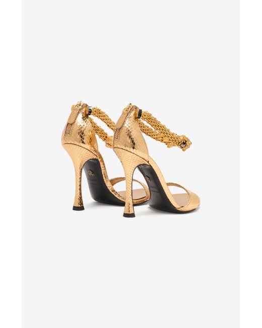 Roberto Cavalli White Sandals With Heel And Bejeweled Tigers