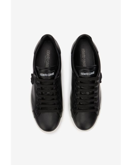 Roberto Cavalli Black Sneaker With Embossed Monogram Rc for men