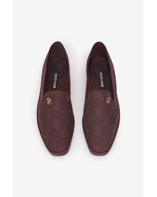 Roberto Cavalli Multicolor Flat Loafers With Mirror Snake Monogram