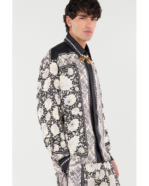 Roberto Cavalli Black Silk Shirt With Floral Print for men
