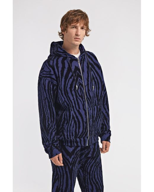 Roberto Cavalli Blue Printed Sweatshirt for men