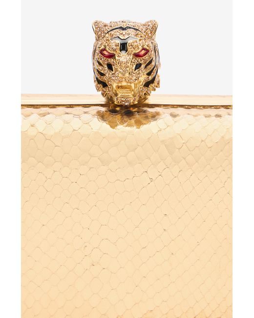 Roberto Cavalli White Tiger Leather Clutch