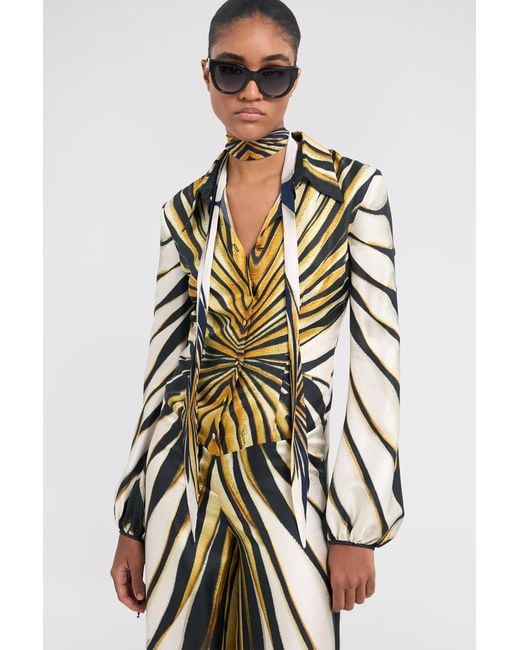 Roberto Cavalli White Ray Of Print Silk Jumpsuit