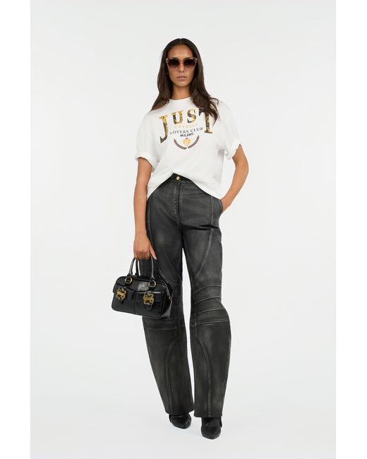 Roberto Cavalli White Lovers Club Print T-Shirt