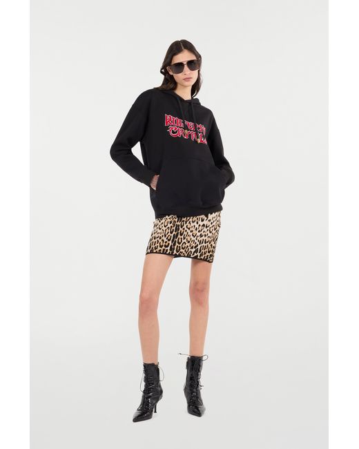 Roberto Cavalli Black Miniskirt With Jaguar Skin Print