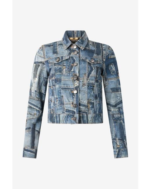Roberto Cavalli Blue Patchwork Capsule Collection Denim Jacket