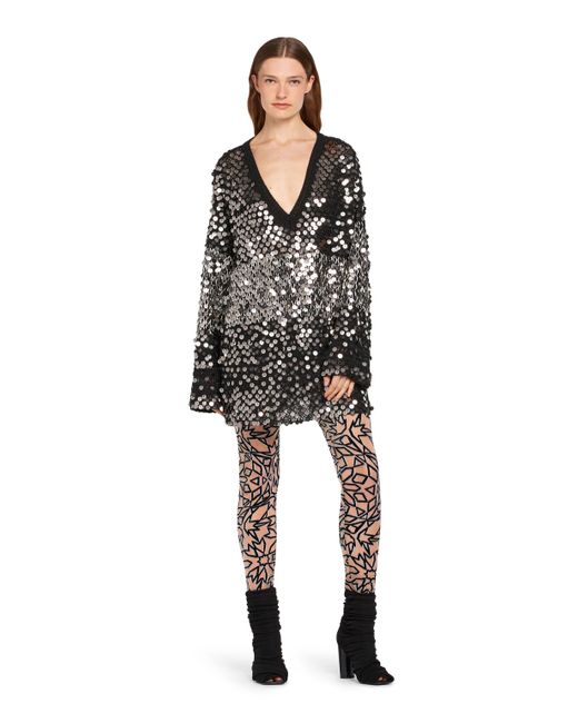 Roberto Cavalli Black Sequin Embroidered Sweater