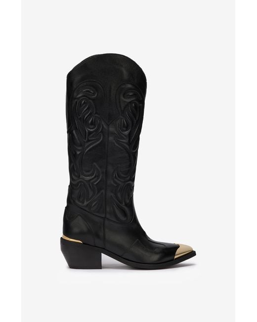 Roberto Cavalli Black Texan Boots
