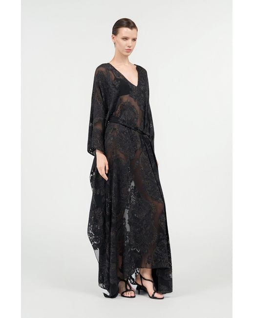 Roberto Cavalli Black Sheer Silk Kaftan