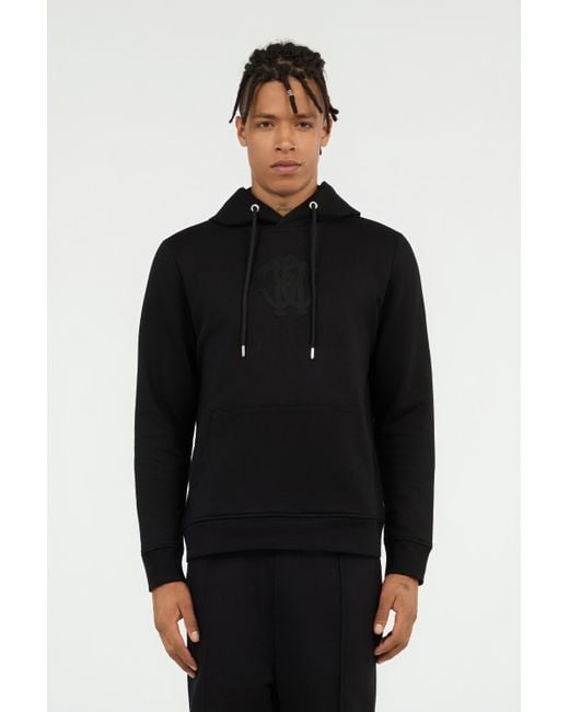 Sudadera Negra Con Capucha Monogram Rc Roberto Cavalli de hombre de color Black