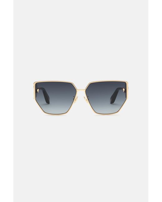 Roberto Cavalli Blue Sunglasses With Wide Shape Front, Metal Fangs Embellishment