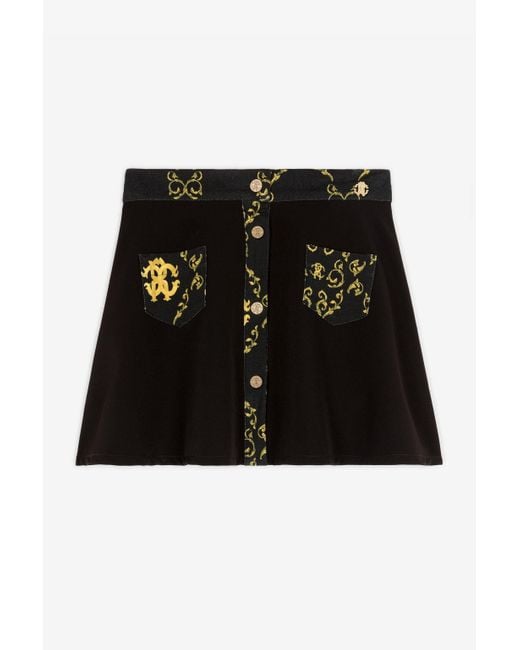Gonna Con Stampa Floreale di Roberto Cavalli in Black