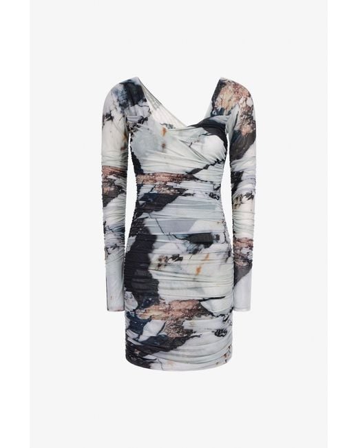 Roberto Cavalli Gray Marble Print Dress