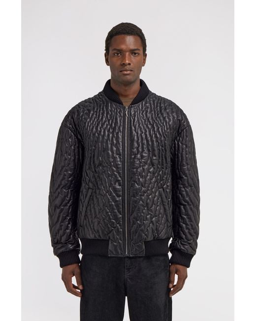 Roberto Cavalli Blue Quilted Bomber Jacket for men