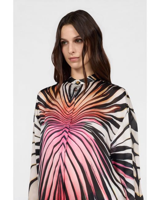 Roberto Cavalli Red Ray Of Paradise Print Silk Shirt