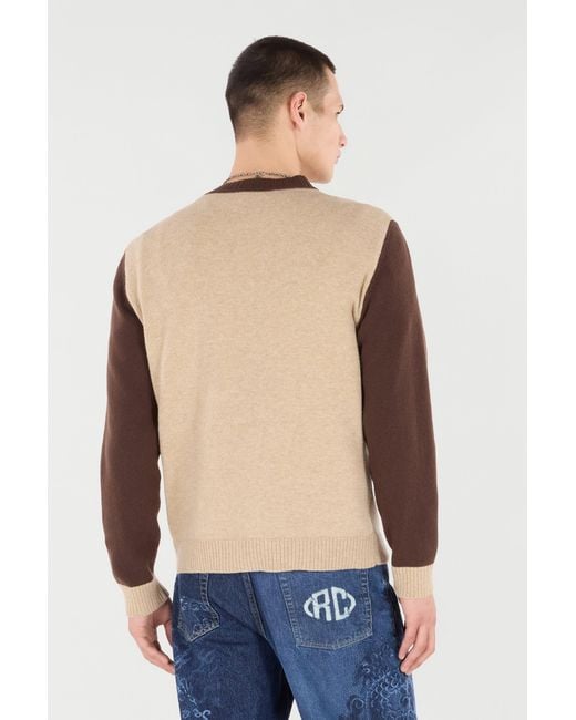 Roberto Cavalli Natural Cardigan With Rc Monogram Patch for men