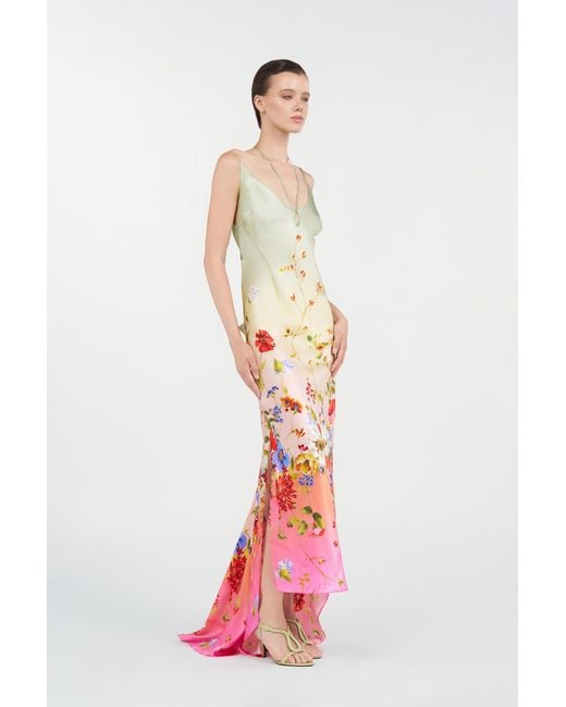 Roberto Cavalli White Maxi Dress With Miami Flowers Print