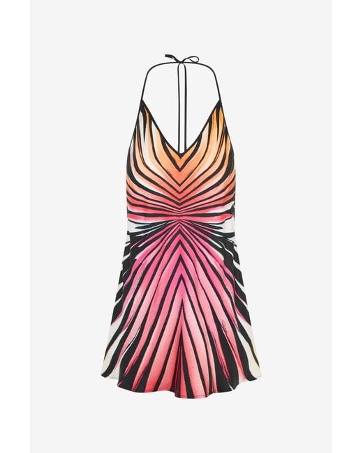 Roberto Cavalli White Ray Of Paradise Print Silk Mini Dress