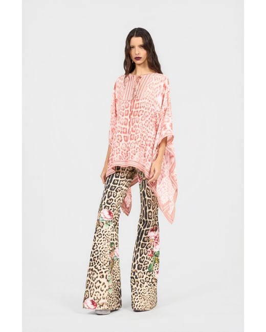Roberto Cavalli Pink Jaguar Print Kaftan