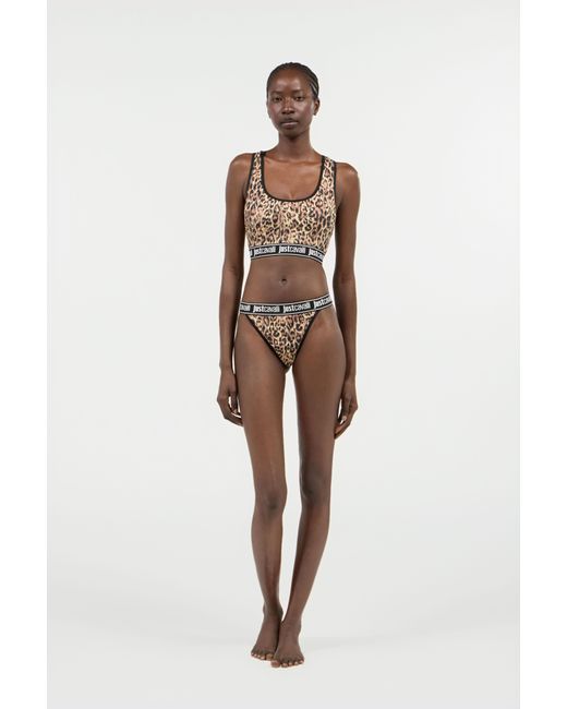 Roberto Cavalli Black Jaguar Skin Print Bra