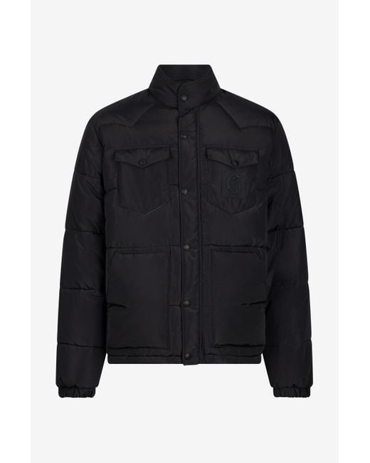 Piumino Nero Con Monogram Jc di Roberto Cavalli in Black da Uomo