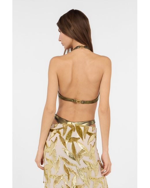 Roberto Cavalli Metallic Golden One-Piece Swimsuit With Snake Detail And Cut-Outs