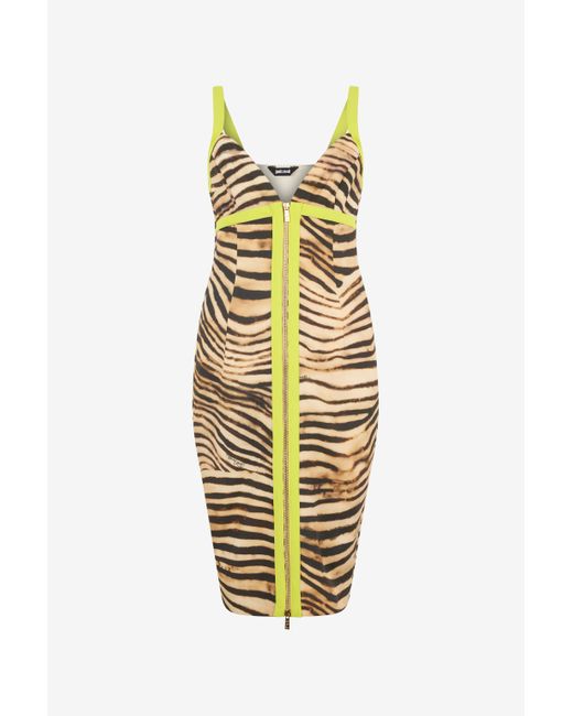 Roberto Cavalli Metallic Short Dress With Tiger Skin Print